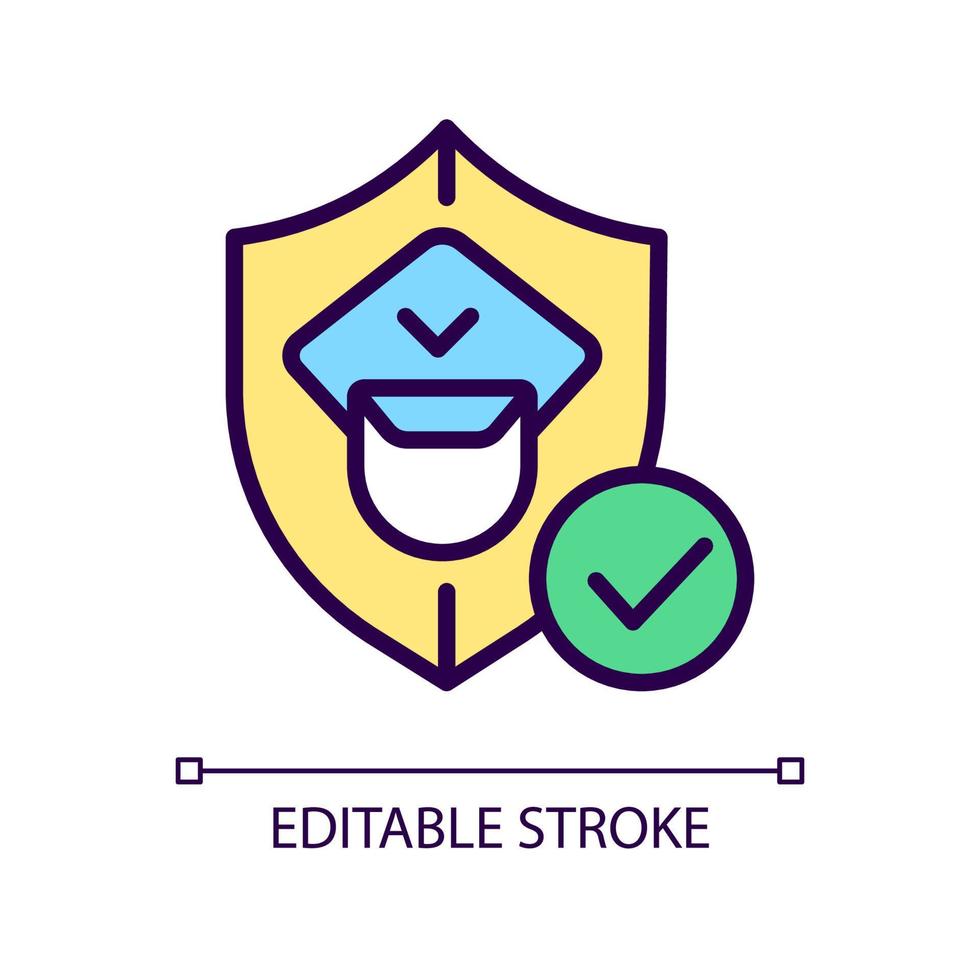 Zollbeamter RGB-Farbsymbol. Grenzkontrolle und Sicherheit. Durchsetzung und Verwaltung. isolierte Vektorillustration. einfache gefüllte Strichzeichnung. editierbarer Strich. pixelgenau. Schriftart Arial verwendet vektor