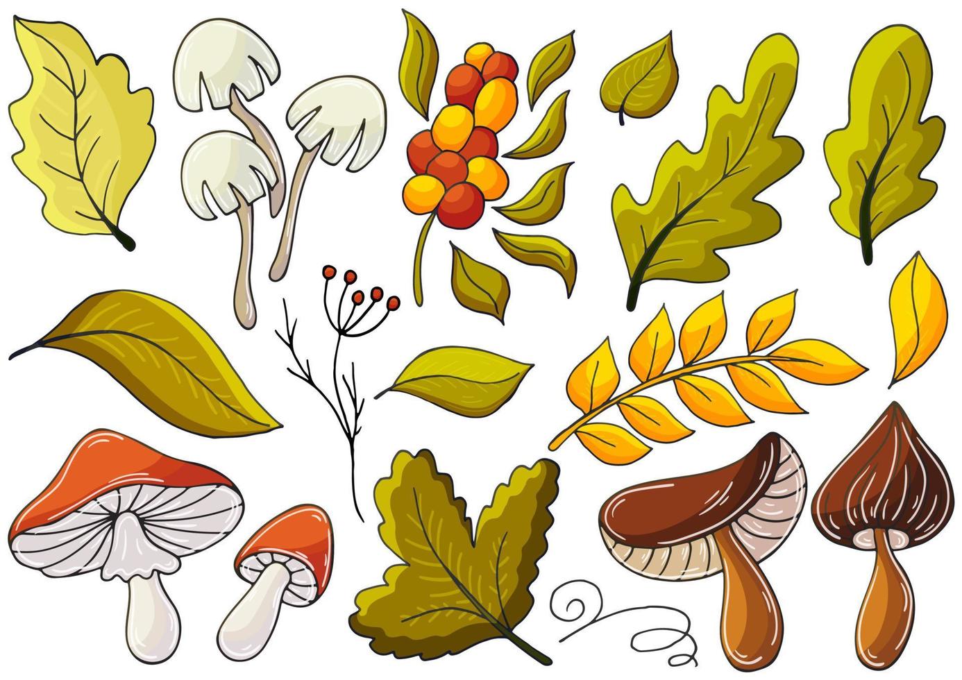 herbstillustration im handgezeichneten stil. Kinderzeichnung vektor