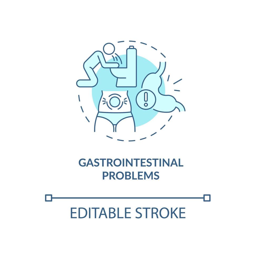 Magen-Darm-Probleme türkisfarbenes Konzeptsymbol. Magenkrankheit. vergiftung abstrakte idee dünne linie illustration. isolierte Umrisszeichnung. editierbarer Strich. Roboto-Medium, unzählige pro-fette Schriftarten verwendet vektor