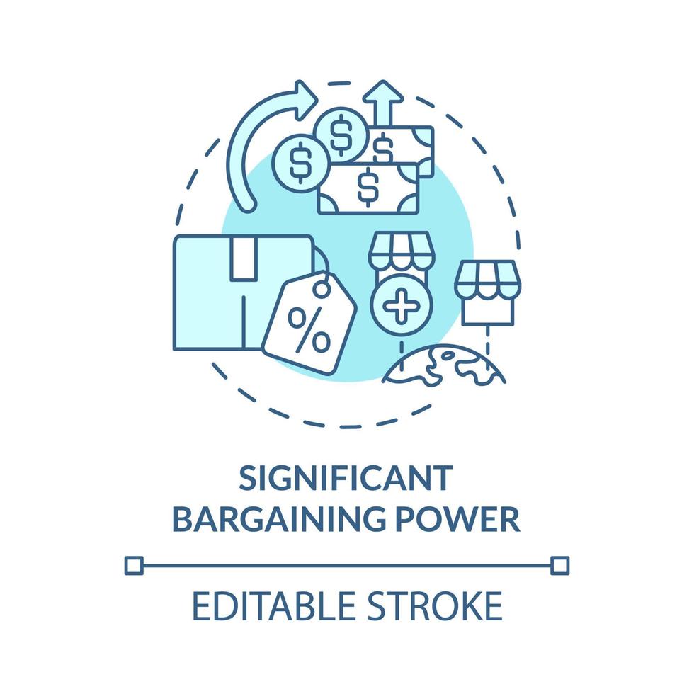 betydande förhandlingsstyrka blå konceptikon. extern affärstillväxt abstrakt idé tunn linje illustration. leverantörer och kunder. vektor isolerade kontur färgritning. redigerbar linje