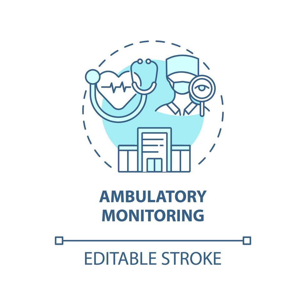 Symbol für das ambulante Überwachungskonzept. Bluthochdruck-Test abstrakte Idee dünne Linie Illustration. mit speziellem Aufnahmegerät. bp messen. Vektor isolierte Umrissfarbe Zeichnung. editierbarer Strich