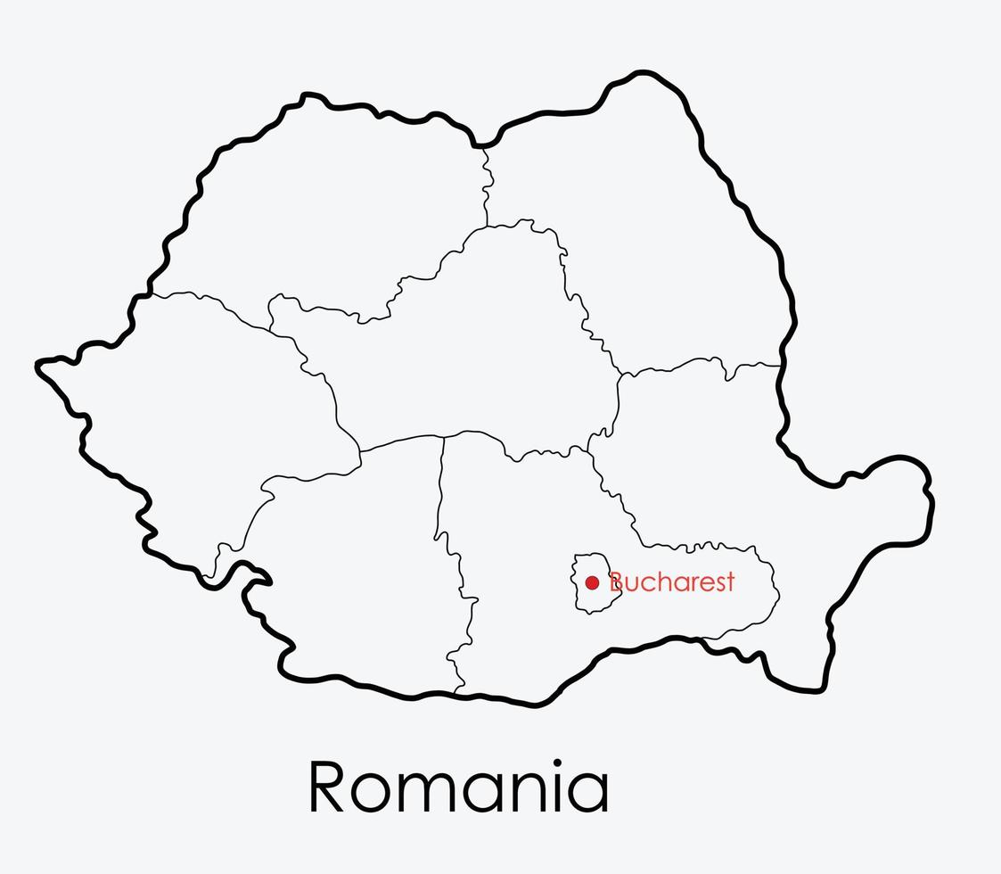 Rumänien karta frihandsteckning på vit bakgrund. vektor