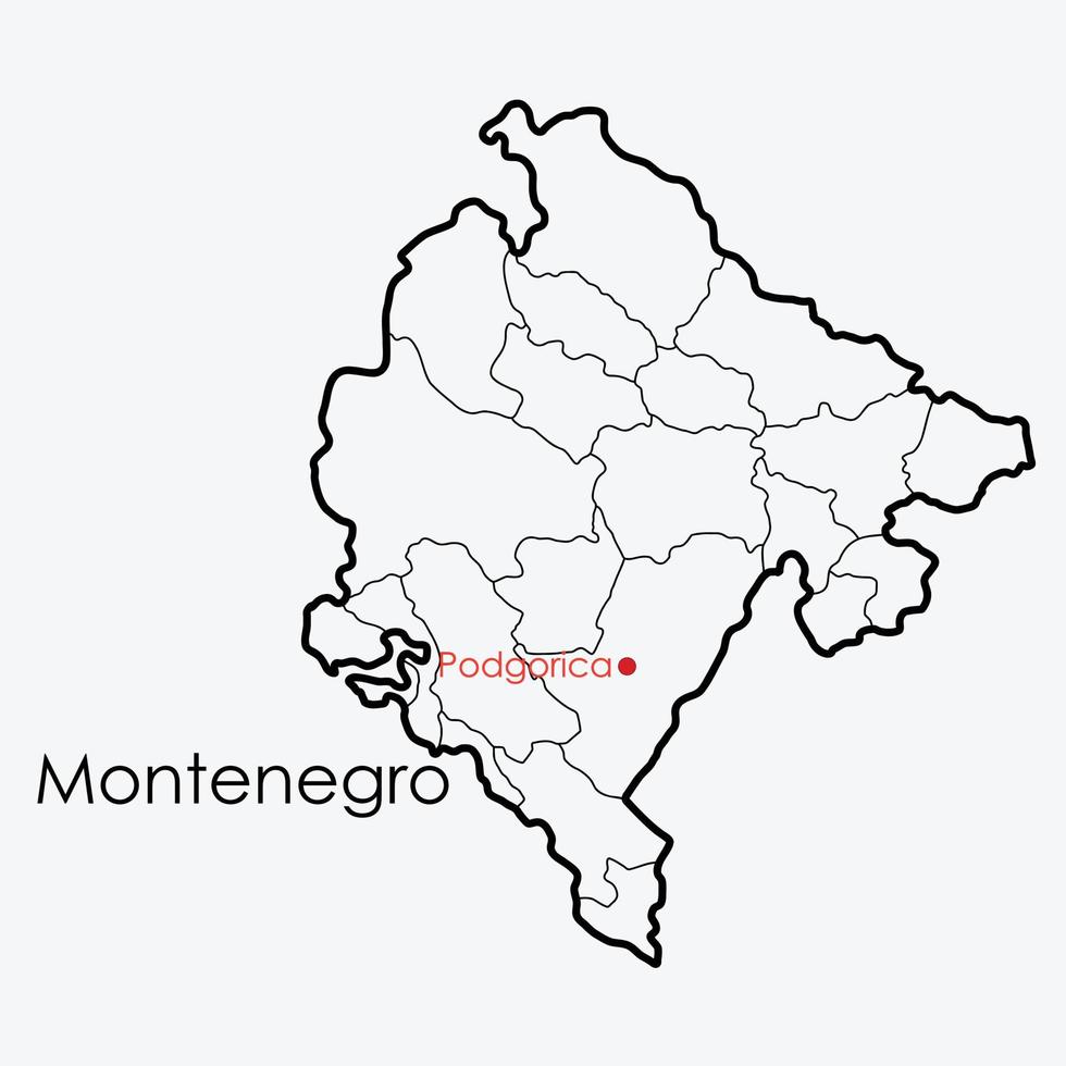 montenegro karta frihandsteckning på vit bakgrund. vektor