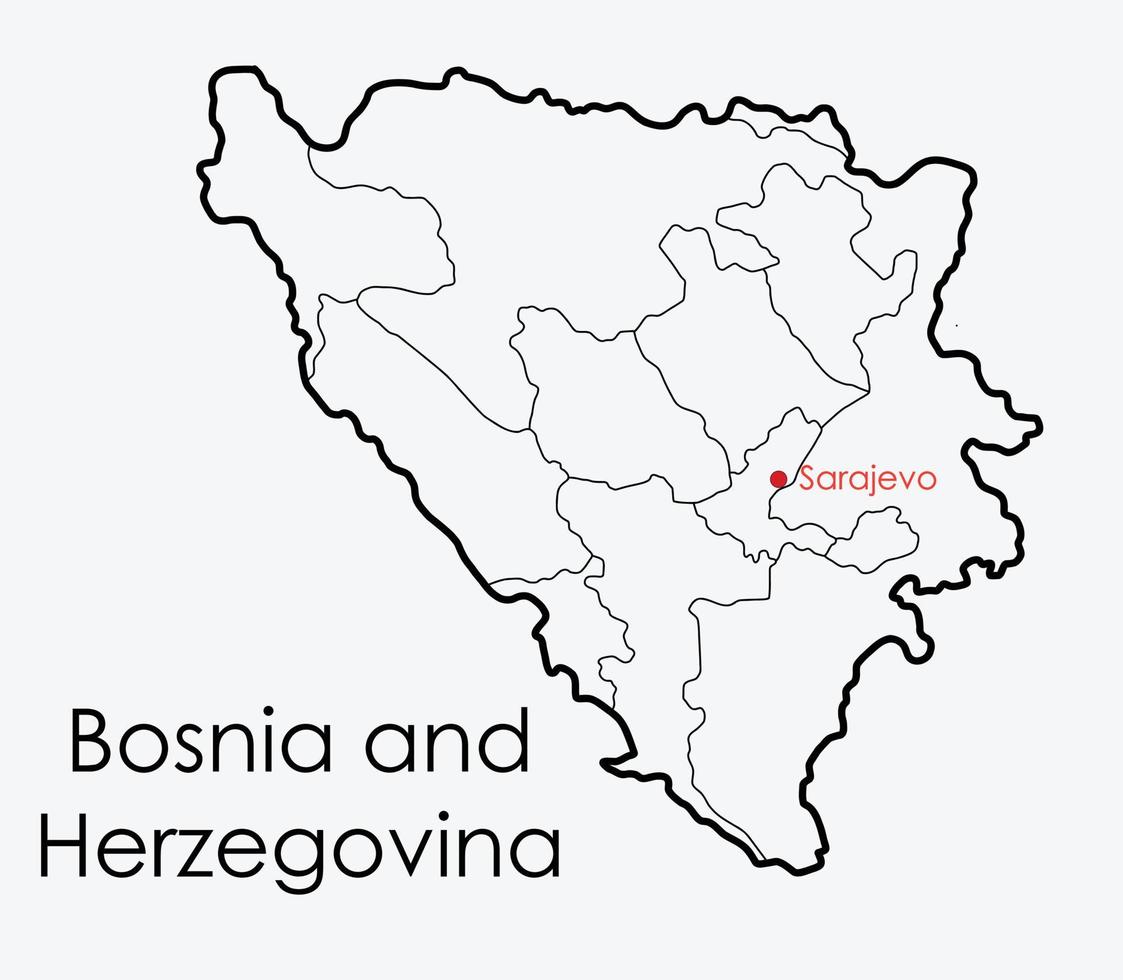 bosnien und herzegowina karte freihandzeichnung auf weißem hintergrund. vektor