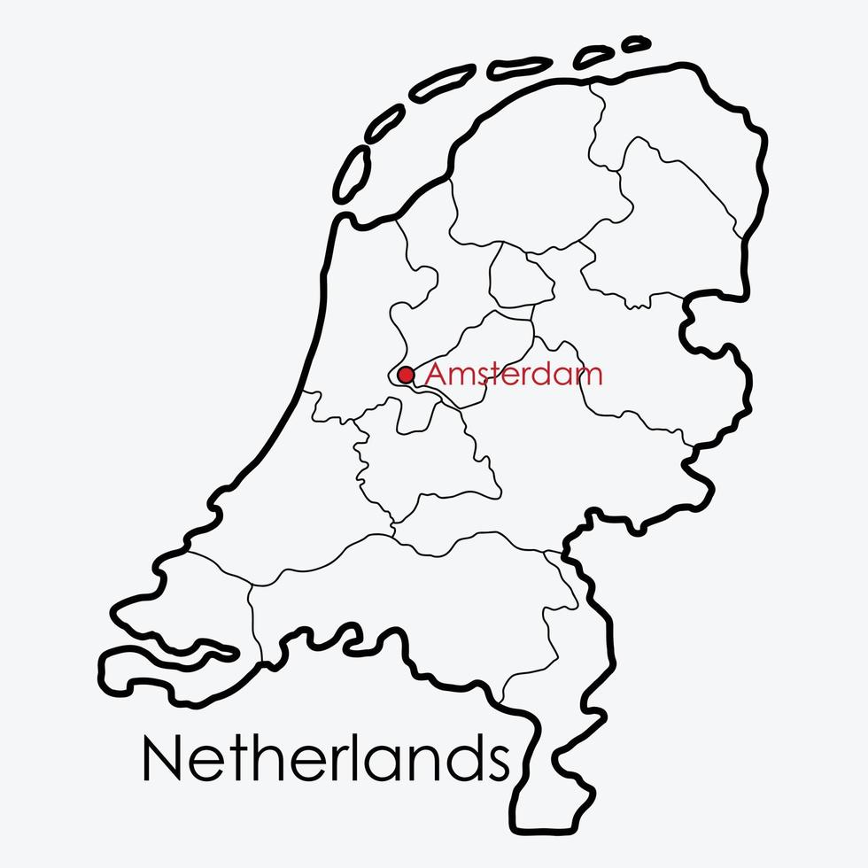 nederländerna karta frihandsritning på vit bakgrund. vektor