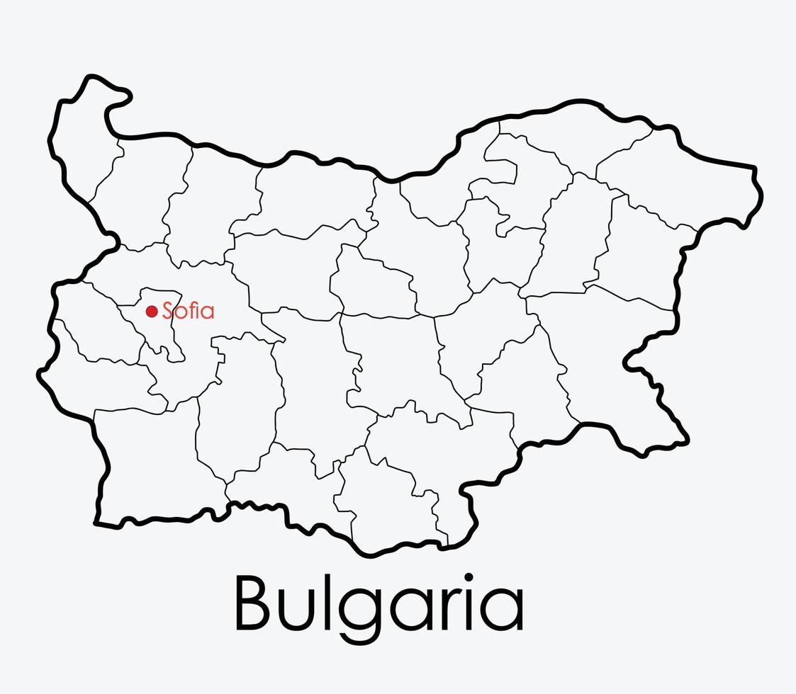 bulgarien karta frihandsteckning på vit bakgrund. vektor
