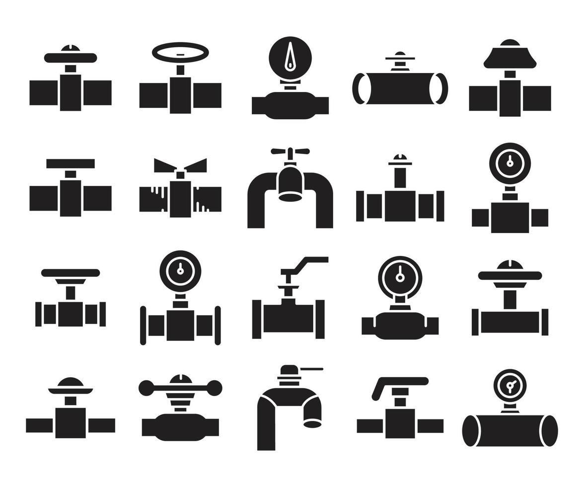 Symbole für Rohrleitungsmessgeräte und Wasserhähne vektor