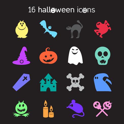 Halloween ikoner set vektor