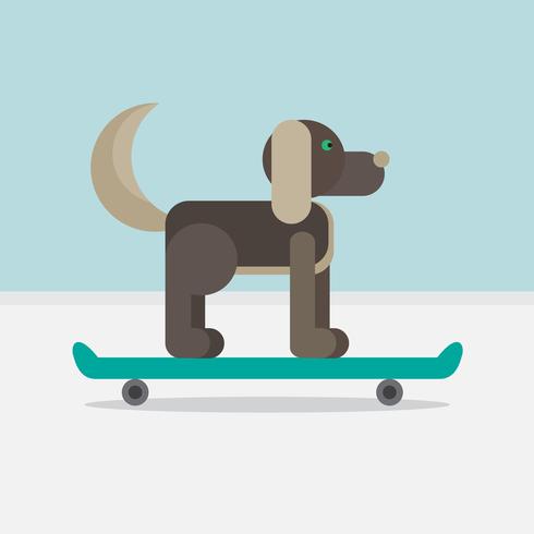 Hund sitzt auf einem Skateboard vektor