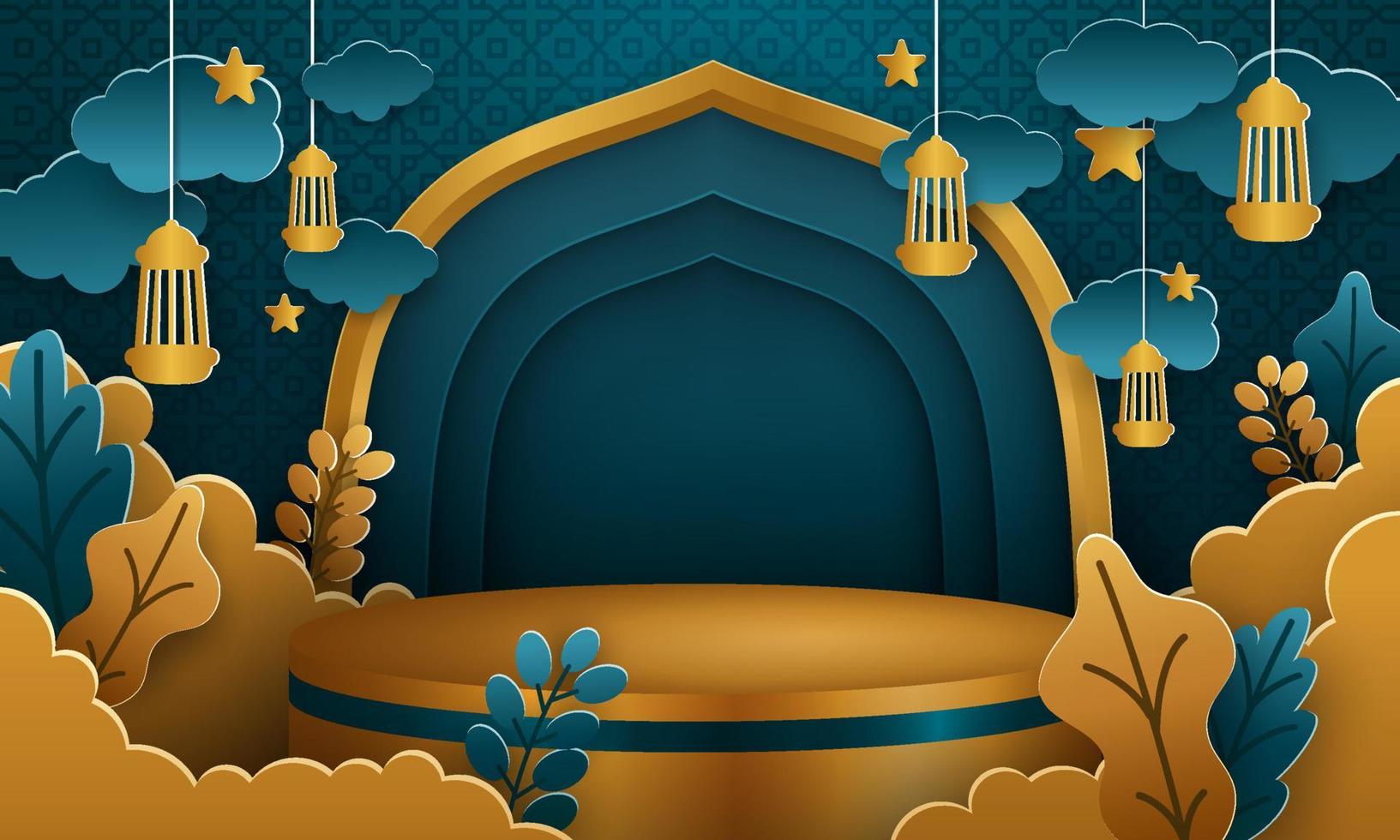 ramadan karem-vektor des podiumprodukts 3d. Flyer oder Poster mit Ramadan-Thema, geeignet für Werbeartikel. vektor