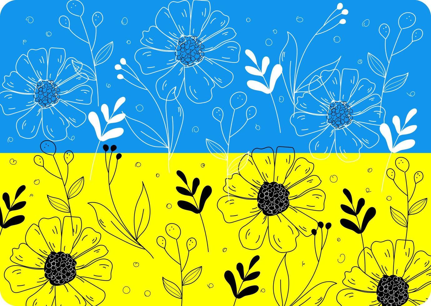 ukrainische Flagge mit Blumen vektor