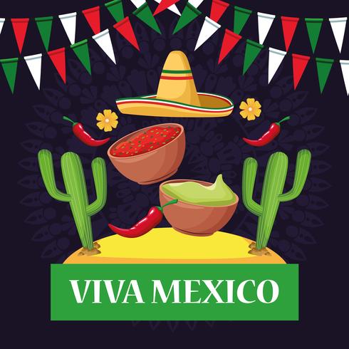 Viva mexico-korttecknateckningar vektor
