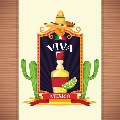 Viva Mexiko Kartenkarikaturen vektor