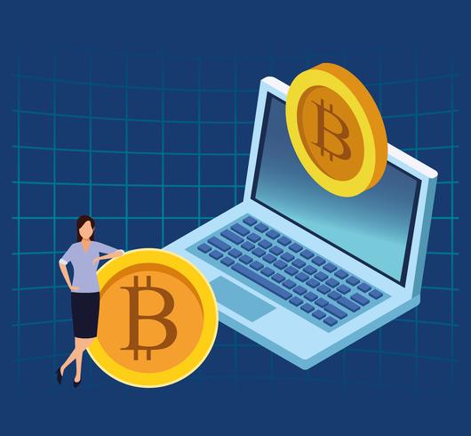 Bitcoin cryptocurrency-teknik vektor