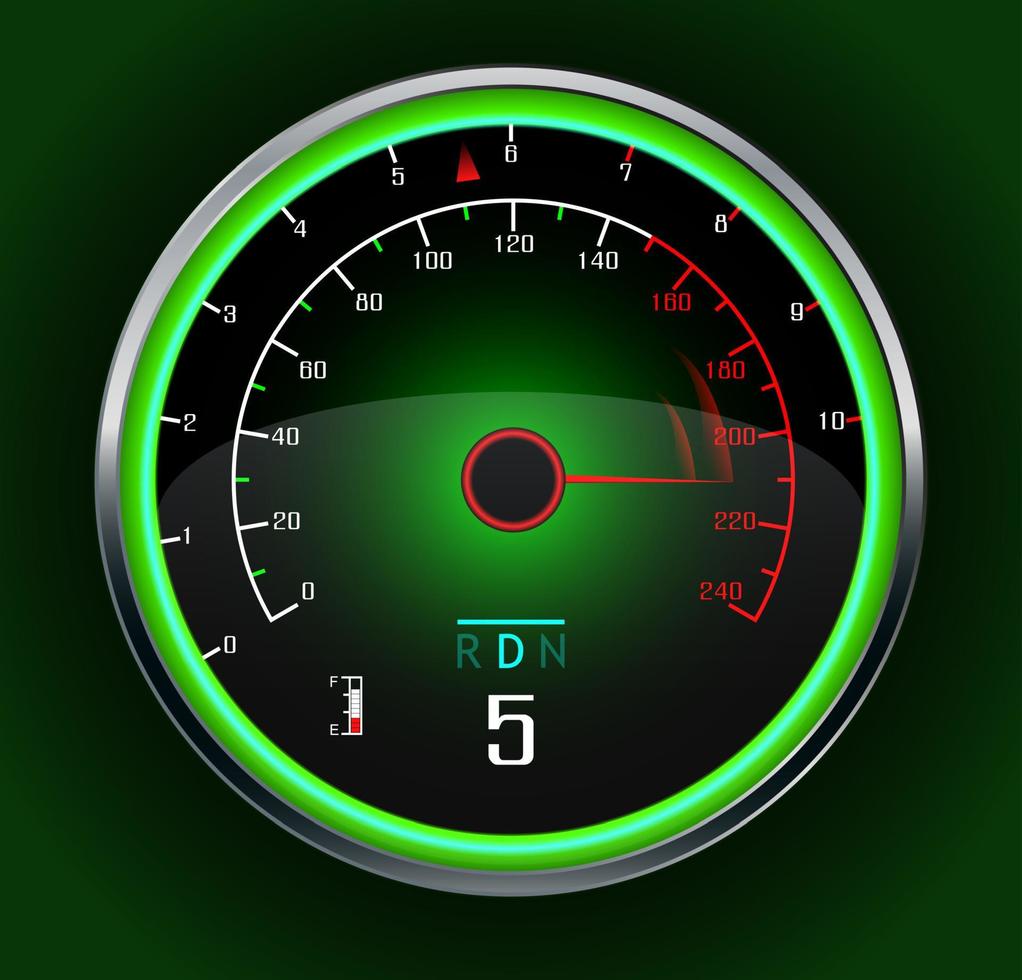 racerbil hastighetsmätare på mörk green.vector vektor