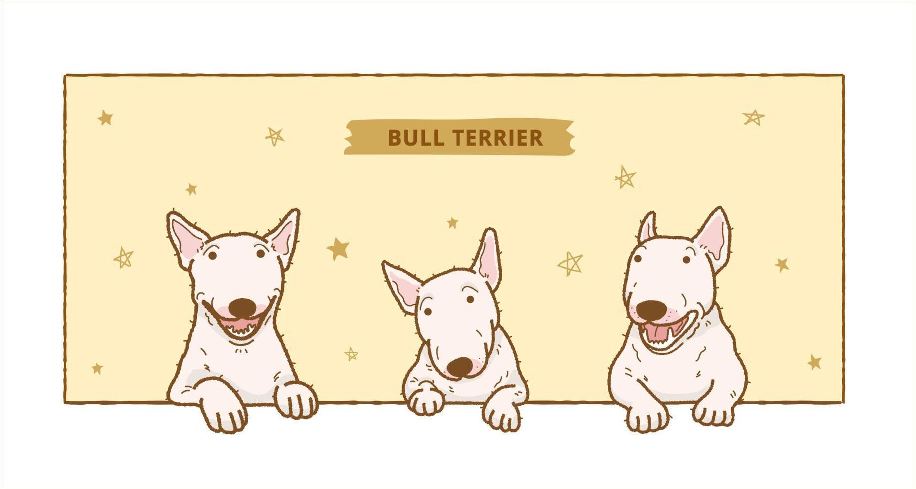 cartoon bullterrier illustration hintergrundrahmen vektor