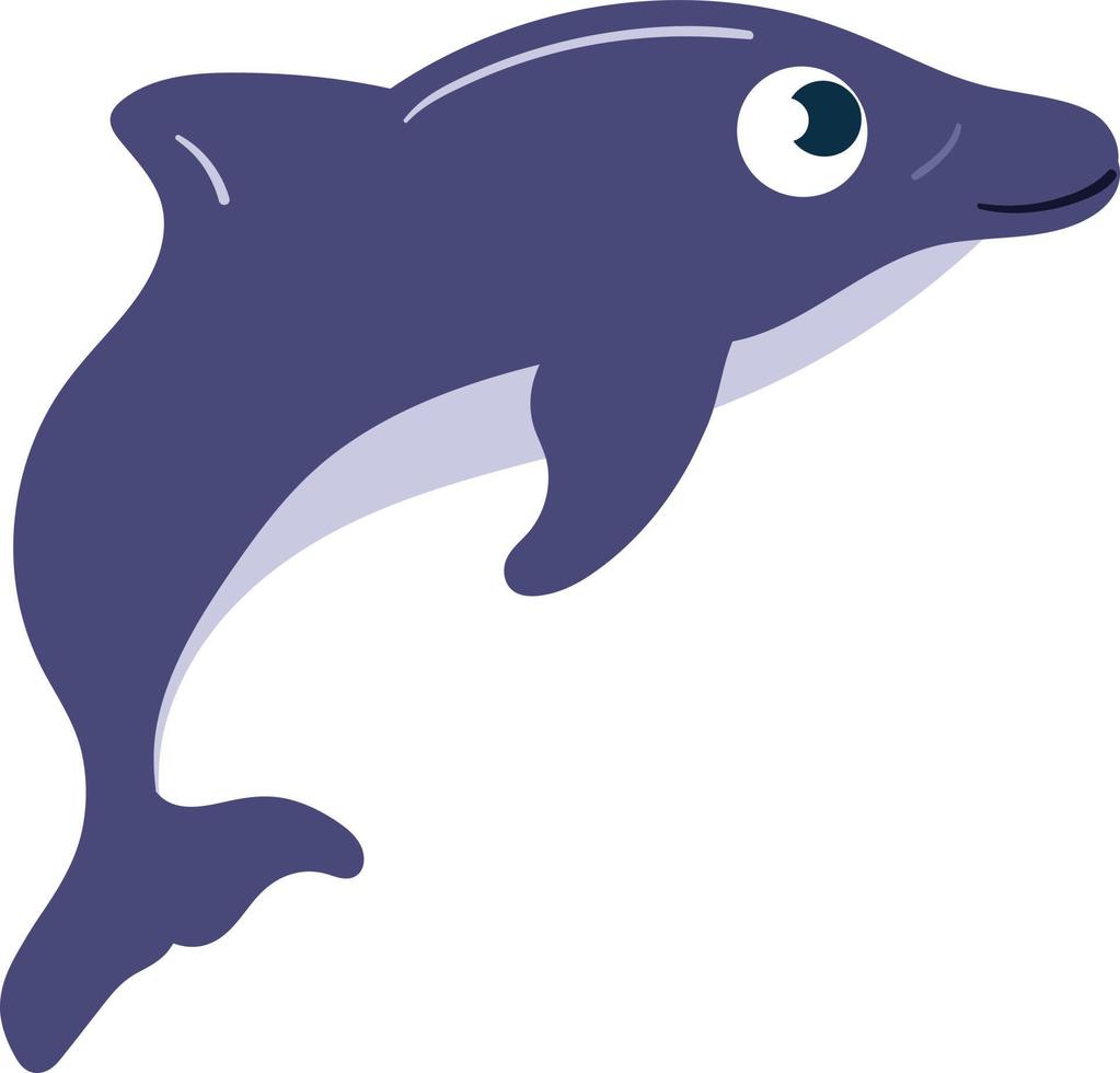 blauer lächelnder Delphin. niedliche verspielte Delphin-Vektor-Illustration vektor