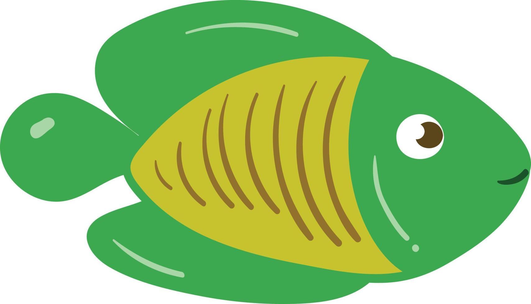 grüner Fisch mit gelben Schuppen. Vektor-Illustration von niedlichen grünen tropischen Fischen. vektor