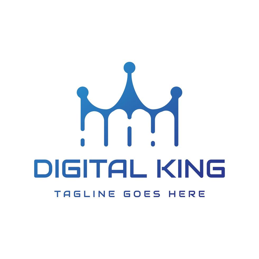 digital teknik crown king logotypdesign vektor