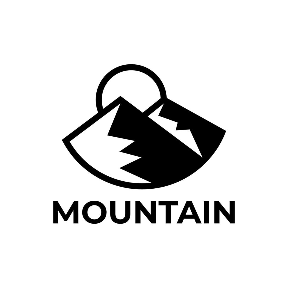 berg med sol logotyp design vektor