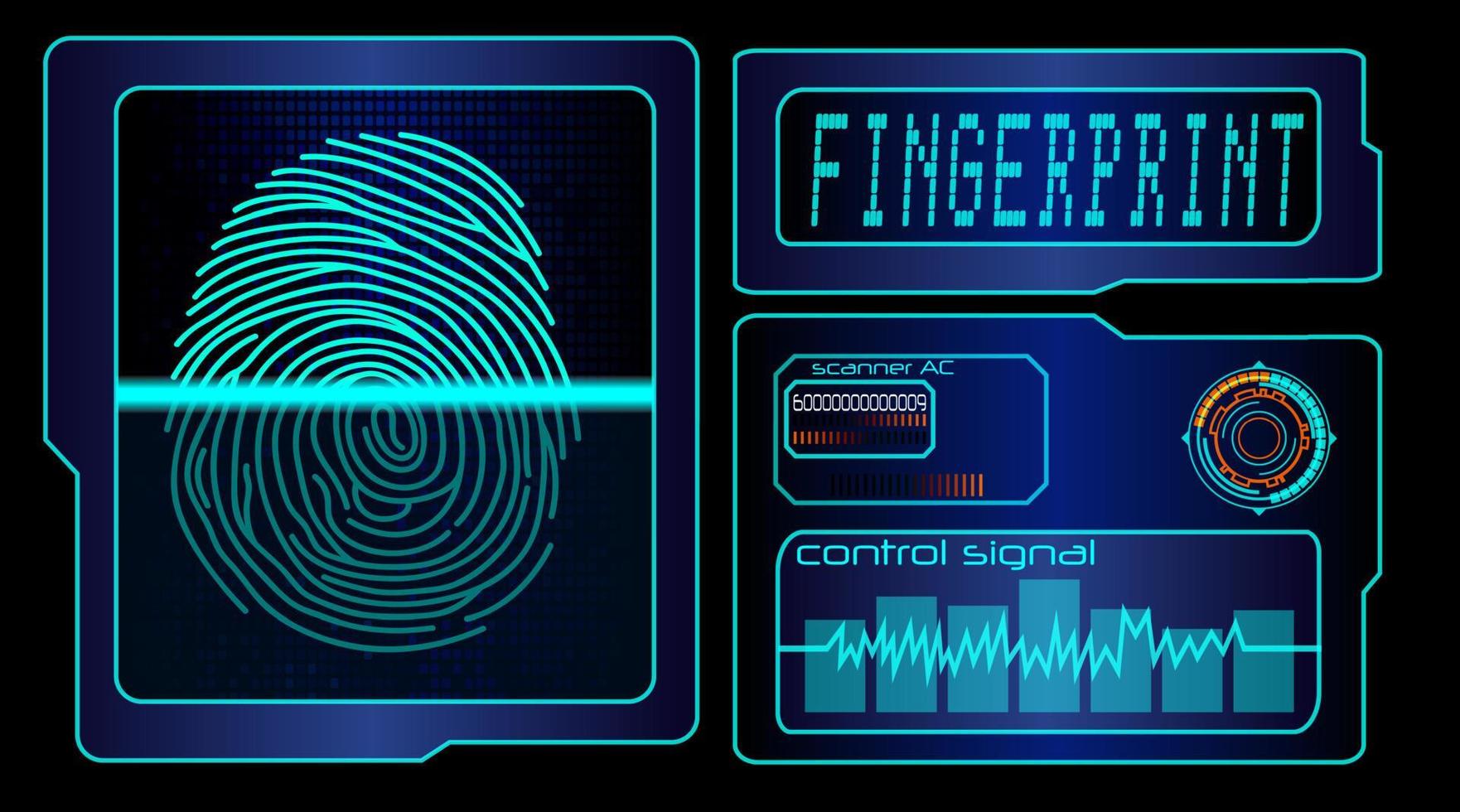 scanning mänskliga fingeravtryck teknik bakgrund .vector 3d illustration vektor