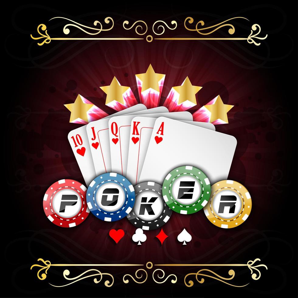 spelkort med pokermarker vektor