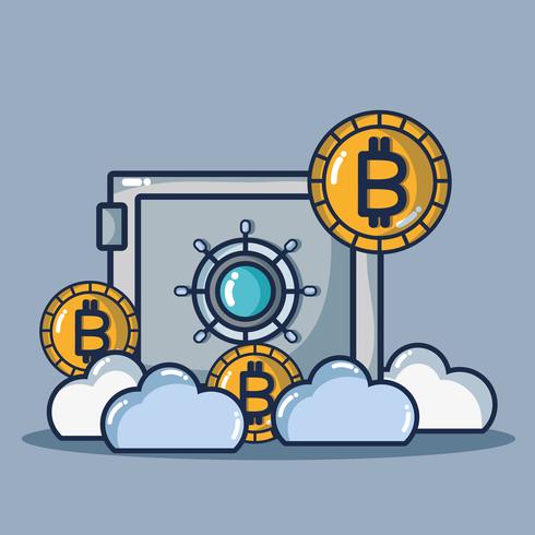 bitcoin-säkerhetsteknologi för digitala pengar vektor