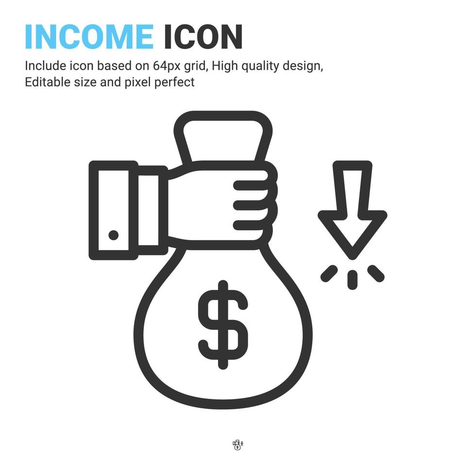 inkomst ikon vektor med dispositionsstil isolerad på vit bakgrund. vektor illustration tjäna tecken symbol ikon koncept för företag, finans, industri, företag, appar, webb och projekt