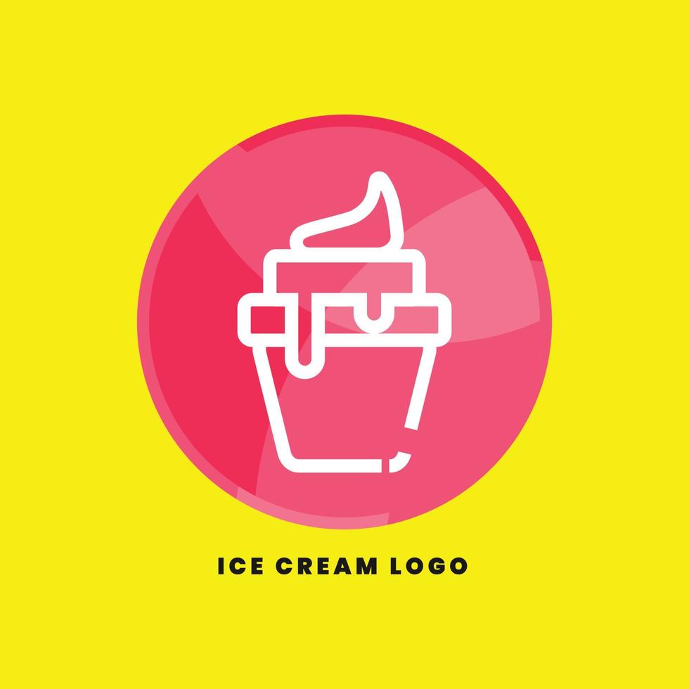 Eiscreme-Logo mit rosa Linie vektor