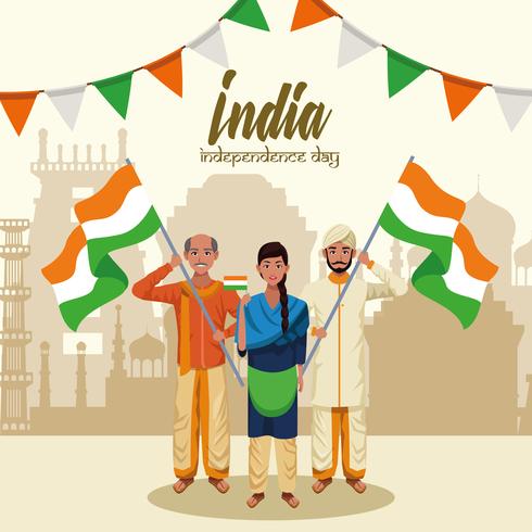 Indiens självständighetsdagskort vektor