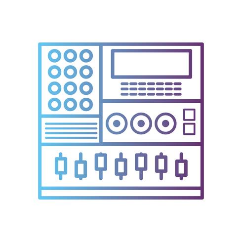 Linie elektronische Audiokonsole, zum des Musikausführers zu spielen vektor