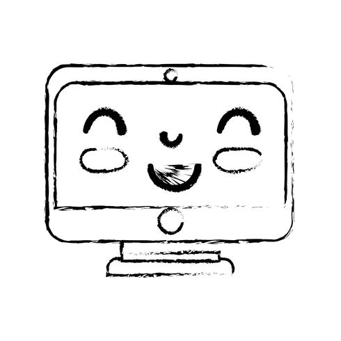 figur kawaii söt glad skärm monitor vektor