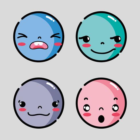 Set Emoji Gesichter Emotionen Charakter vektor