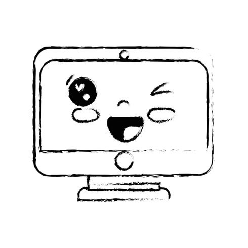 Figur kawaii süsser lustiger Bildschirm Monitor vektor