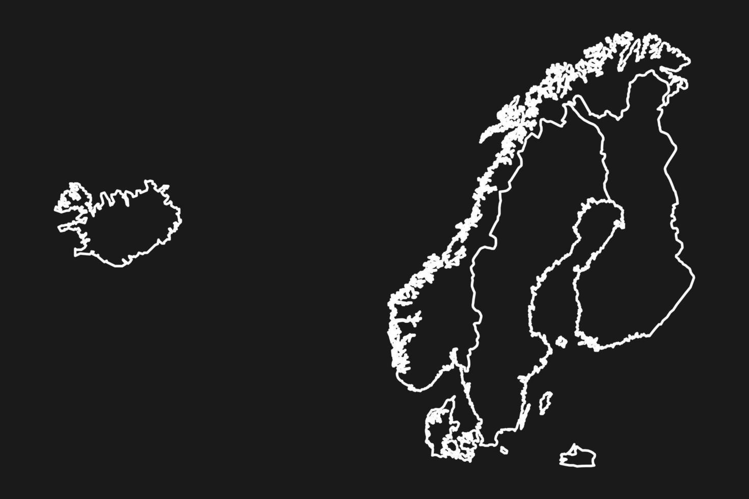 karta över skandinavien på svart bakgrund vektor