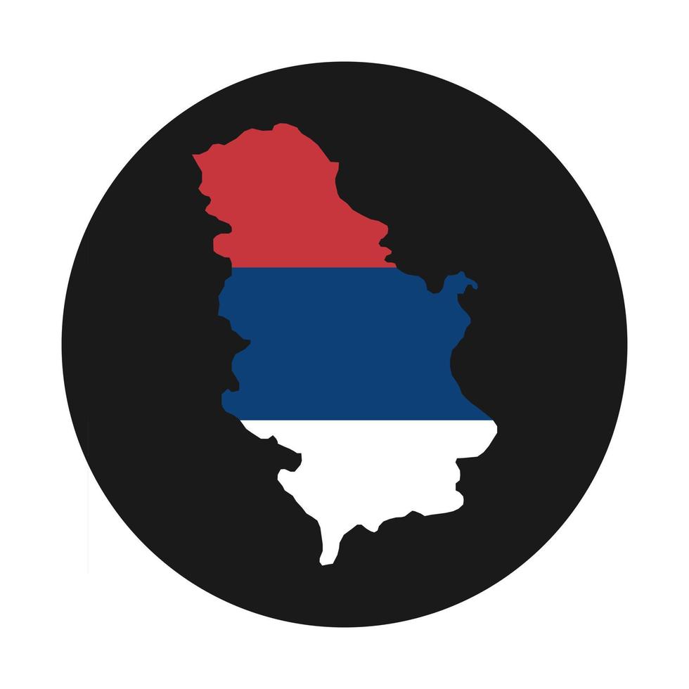 Serbien Karte Silhouette mit Flagge auf schwarzem Hintergrund vektor