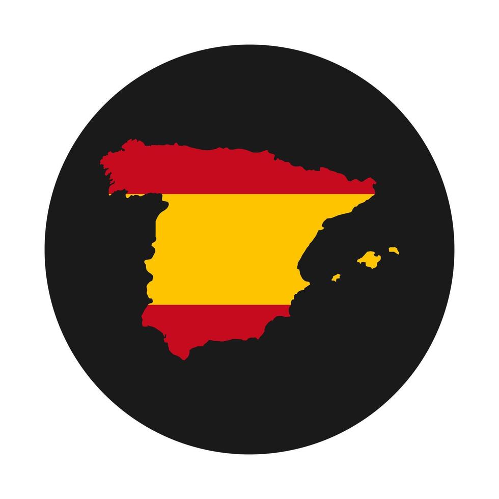 Spanien Karte Silhouette mit Flagge auf schwarzem Hintergrund vektor