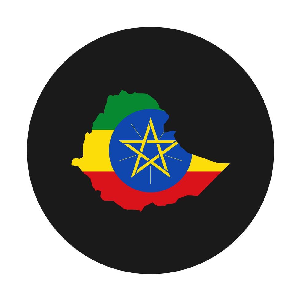 Äthiopien Karte Silhouette mit Flagge auf schwarzem Hintergrund vektor