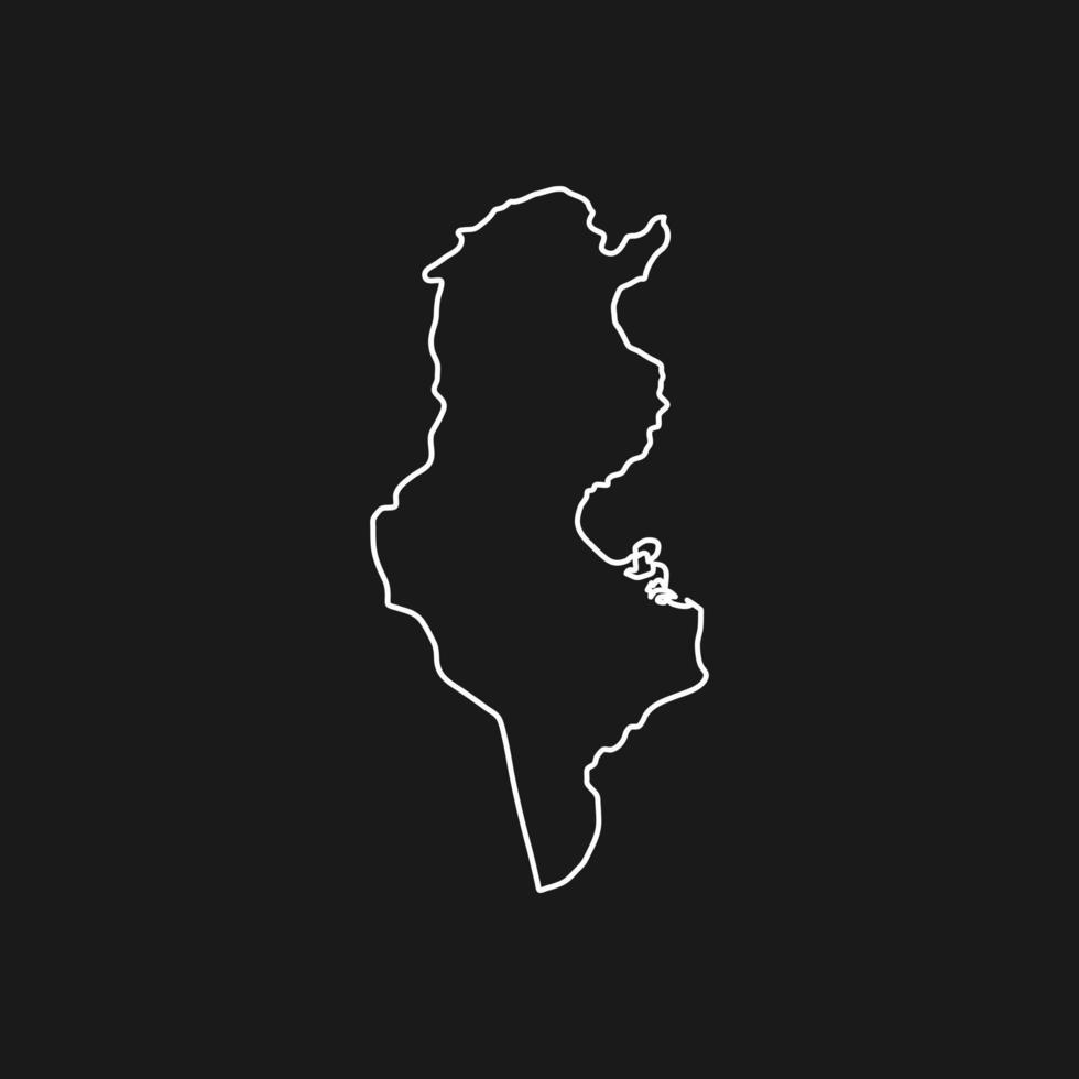 Karte von Tunesien auf schwarzem Hintergrund vektor