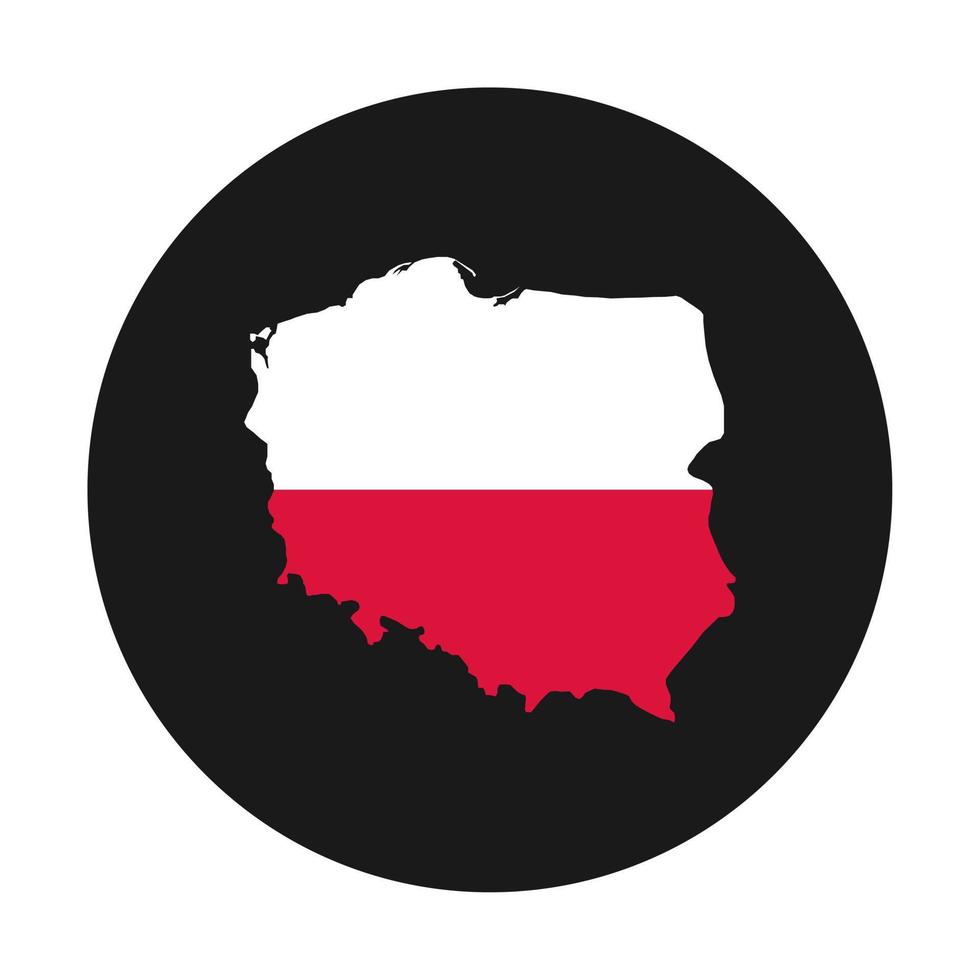 Polen-Karte-Silhouette mit Flagge auf schwarzem Hintergrund vektor