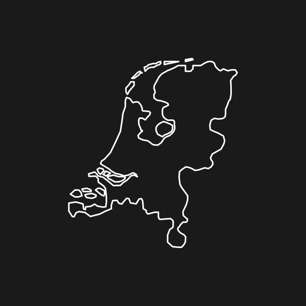 karta över Nederländerna på svart bakgrund vektor