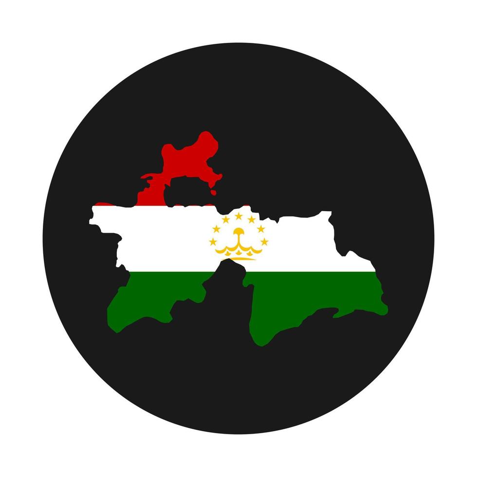 Tadschikistan Karte Silhouette mit Flagge auf schwarzem Hintergrund vektor