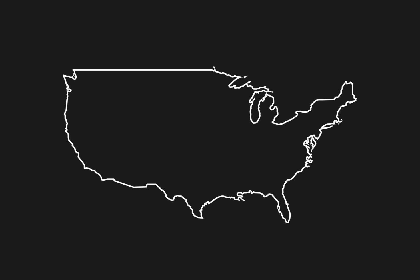 siluett karta över USA på svart bakgrund vektor