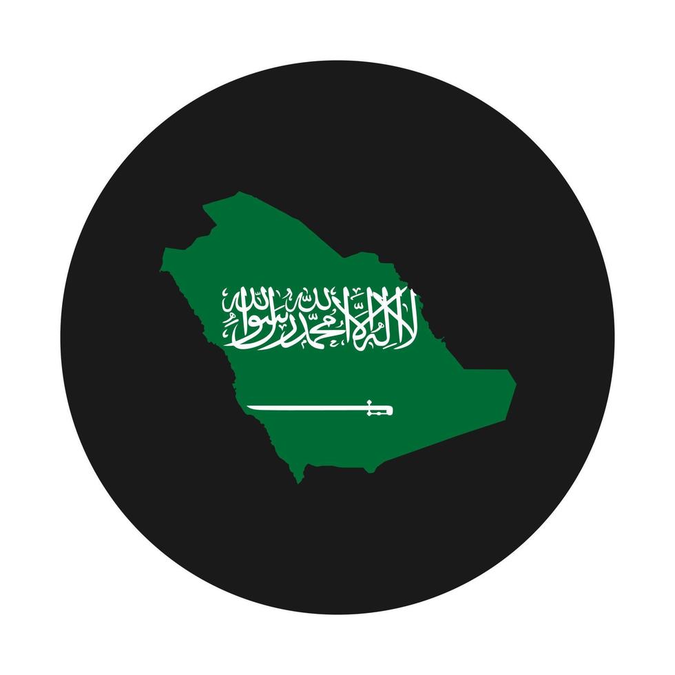 Saudi-Arabien Karte Silhouette mit Flagge auf schwarzem Hintergrund vektor