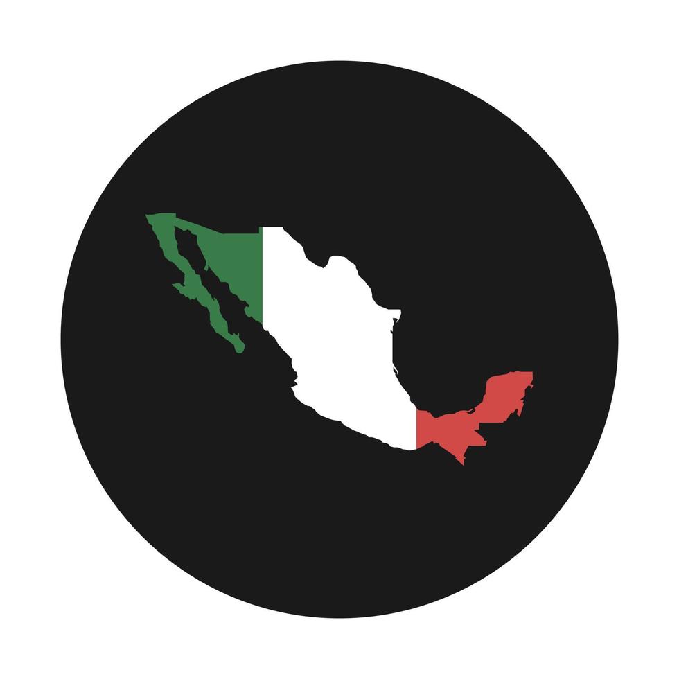 Mexiko Karte Silhouette mit Flagge auf schwarzem Hintergrund vektor