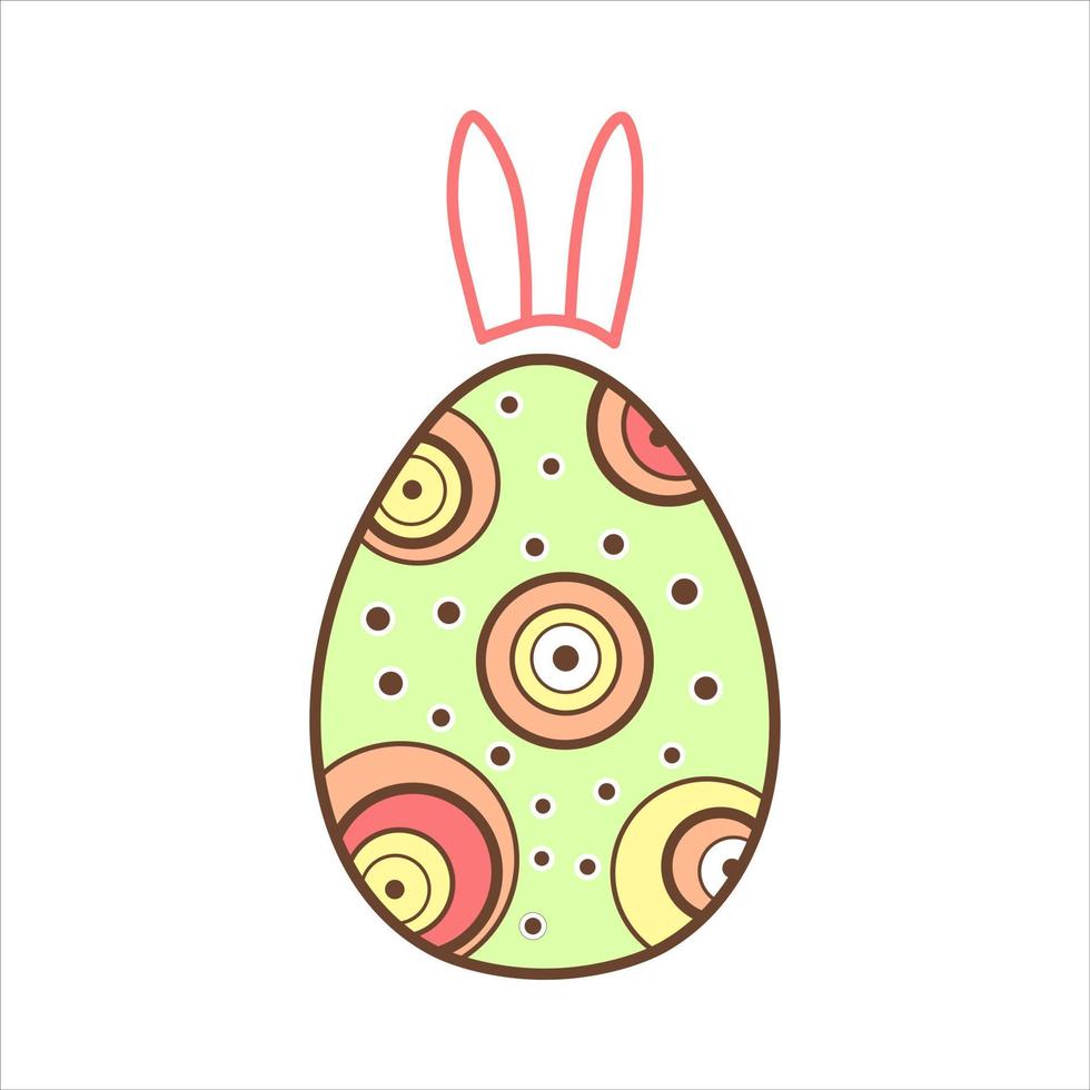 glad påsk. ägg med kaninöron på en vit bakgrund. vektor. vektor