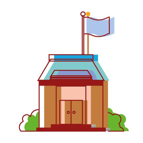 Schulbildung mit Dach und Türen Design vektor