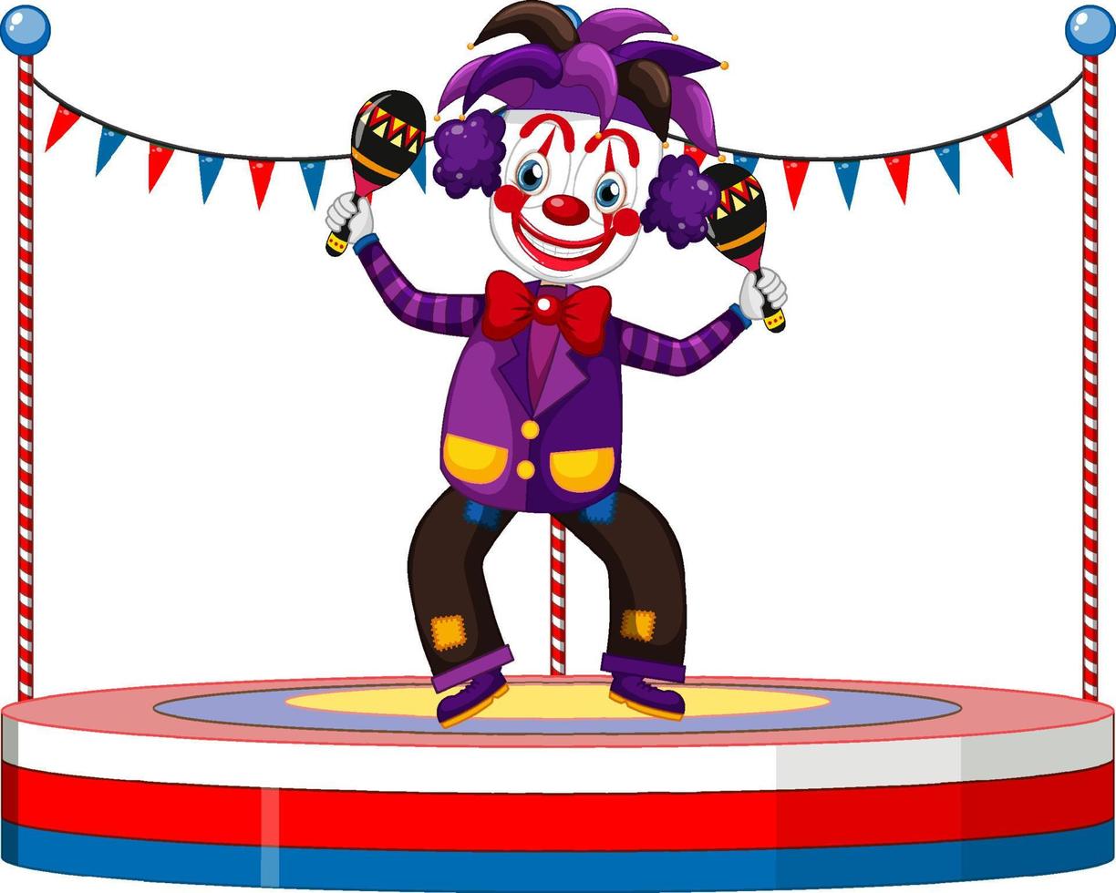 clown utföra på scenen på vit bakgrund vektor