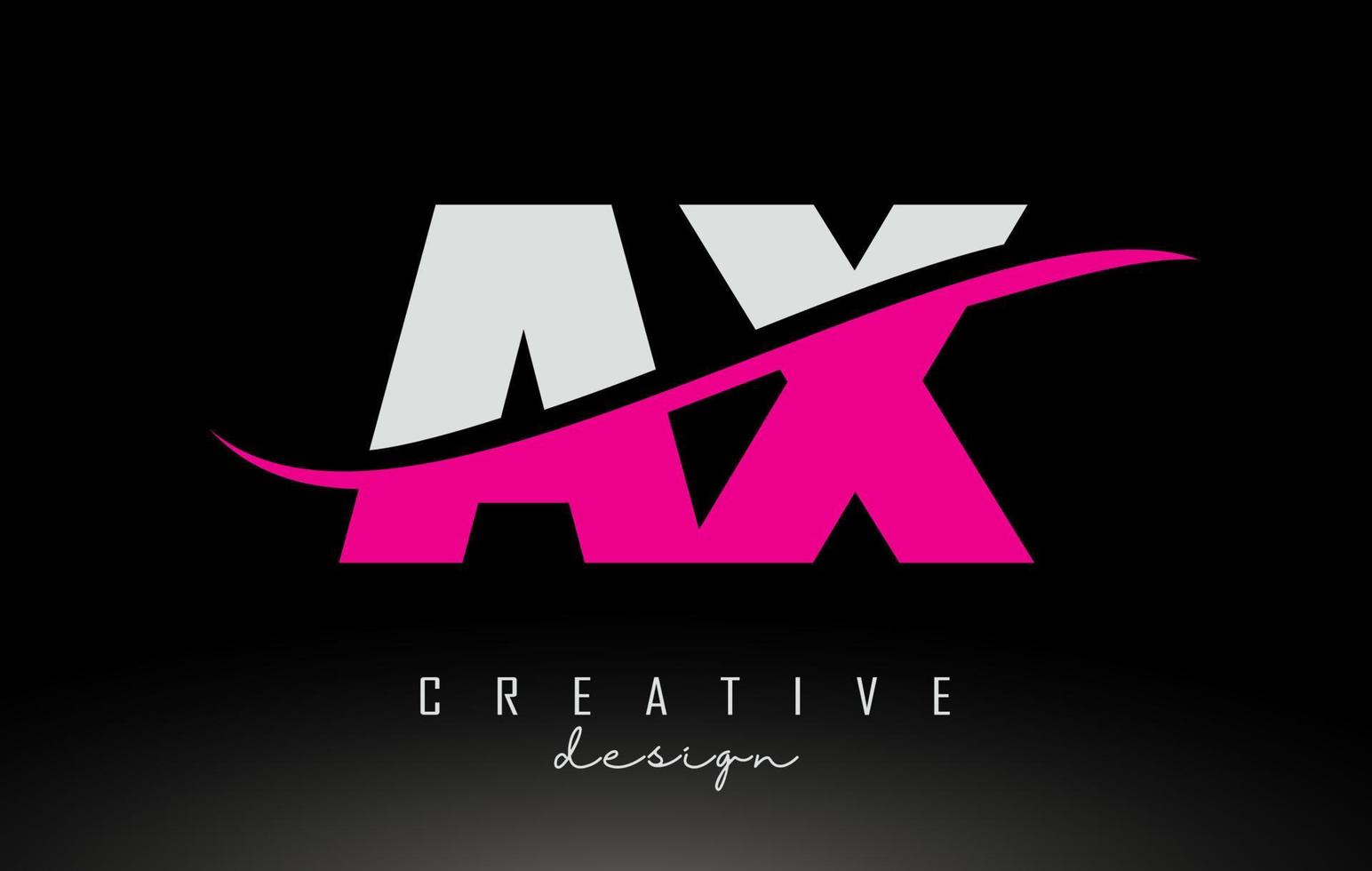 ax axt weiß und rosa buchstabe logo mit swoosh. vektor