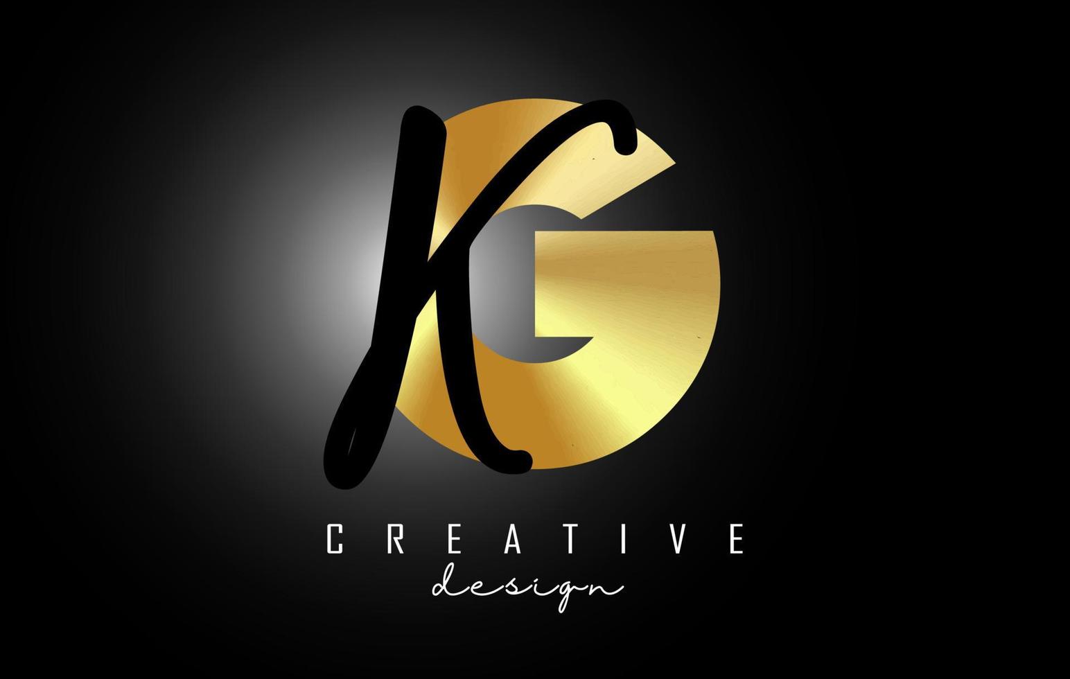 goldene buchstaben gk logo mit minimalistischem design. buchstaben g und k mit geometrischer und handschriftlicher typografie. vektor